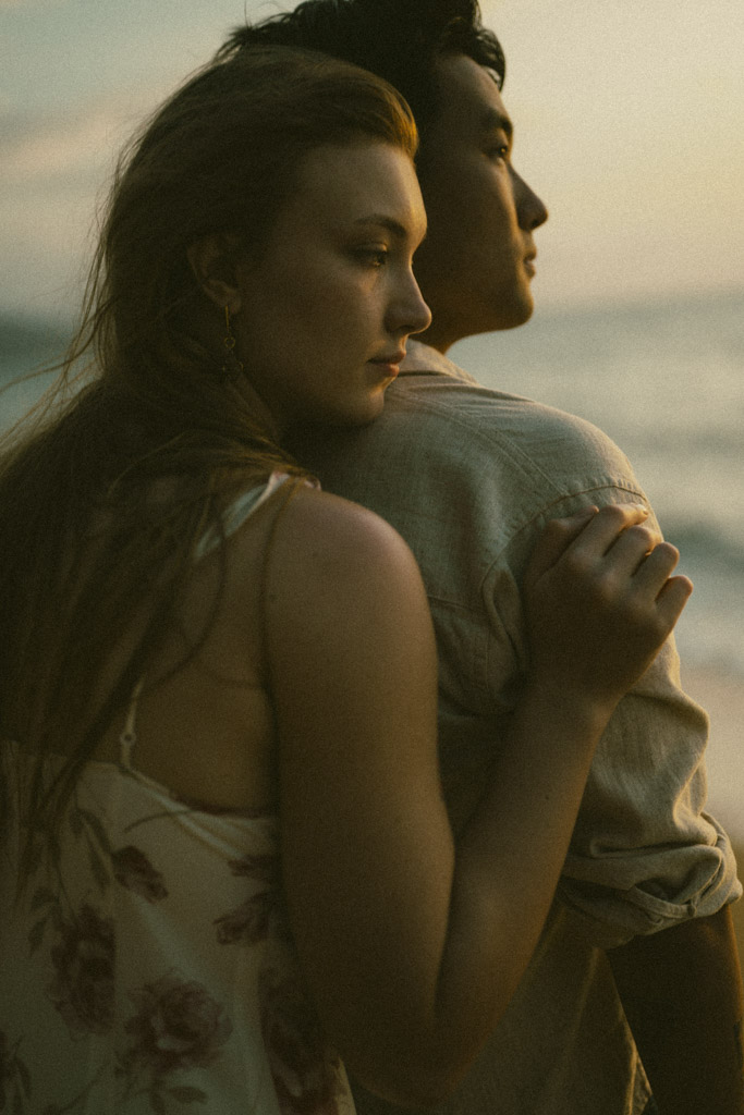 Phuket proposal photographer capturing romantic sunset beach engagement photoshoot in Phuket Thailand